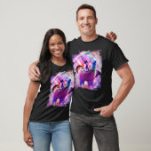 T-shirt Kitty Chat Riding Sur Rainbow Llama Dans L'Espace  (Unisexe)