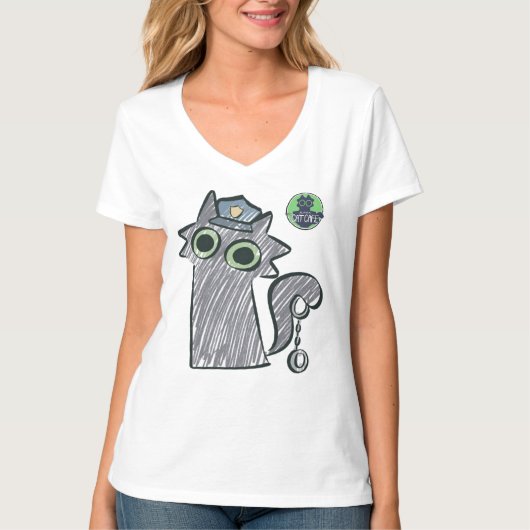 T-shirt Kitty Cop – Purrtect & Serve pour femmes (Devant)