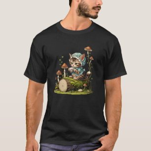 T-shirt Kitty Cottagecore Buvant du Thé Fantastique Magiqu