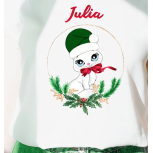 T-shirt Kitty de Noël personnalisé – Fêtes de fin d'année