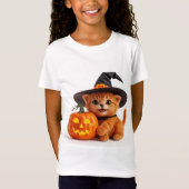 T-Shirt Kitty Jack O Lantern Citrouille d'Halloween 🦇 (Devant)