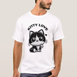 T-shirt Kitty Love: Chat Mignon Noir