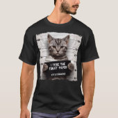 T-shirt Kitty Prison Photo Bad Chat Mugshot Maman Papa Kit (Devant)