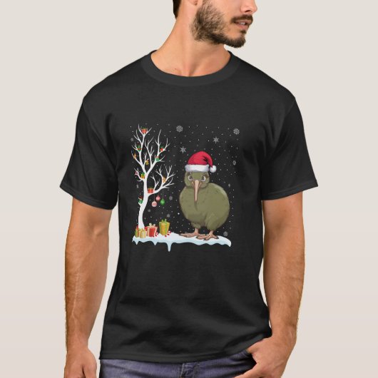 T-shirt Kiwi Bird Santa Hat Festif Arbre Lumière Noël P (Devant)