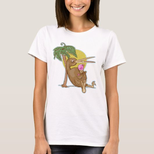 T-shirt Kiwi mangeant une crème glacée (Devant)