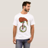 T-shirt Kiwi Monte Un Monocycle Pédalant Avec De Longs Pot (Devant entier)