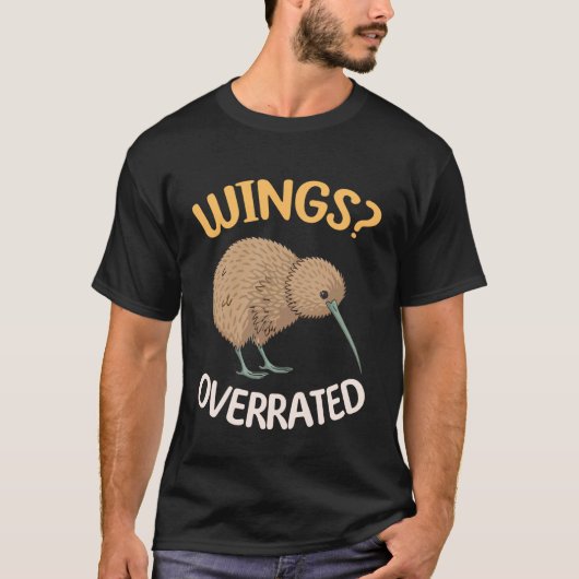 T-shirt Kiwi Wings Overrated Flightless Bird Humor (Devant)