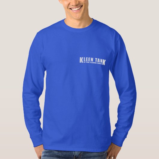 T-shirt Kleen Tank Long Sleeve White on Blue Customizable (Devant)