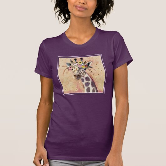 T-shirt Klimt Giraffe | Orné De Fleurs (Devant)