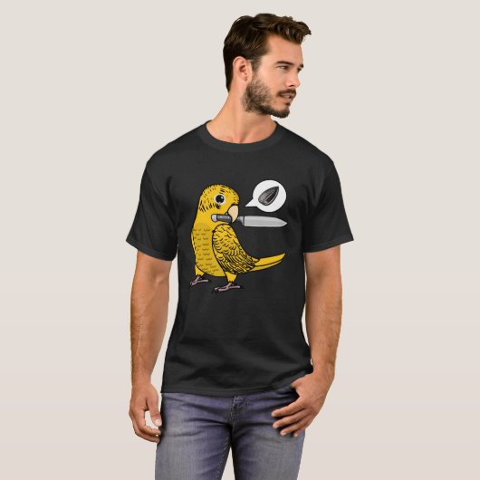 T-shirt Knife Parrot veut des graines I Jaune Lutino Budgi (Devant entier)