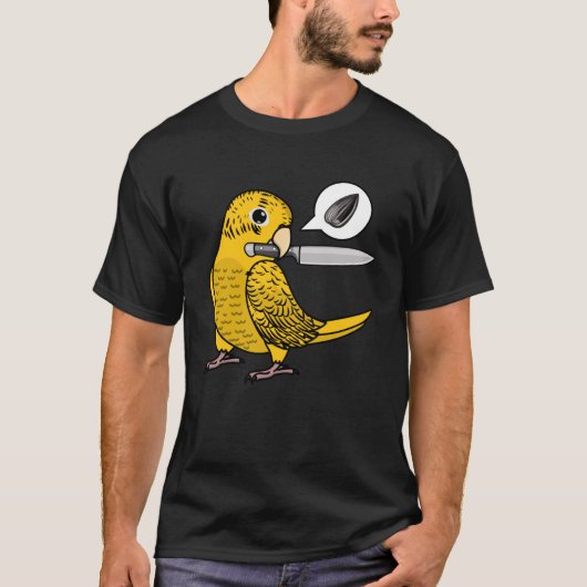 T-shirt Knife Parrot veut des graines I Jaune Lutino Budgi (Devant)
