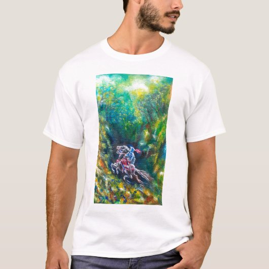 T-SHIRT KNIGHT LANCELOT, CHEVAL EN FORÊT VERTE (Devant)
