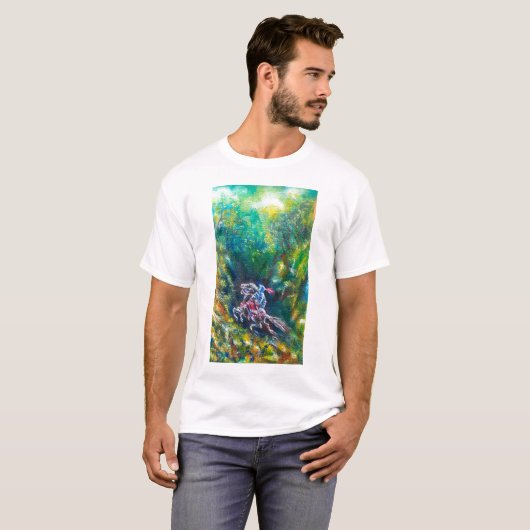 T-SHIRT KNIGHT LANCELOT, CHEVAL EN FORÊT VERTE (Devant entier)