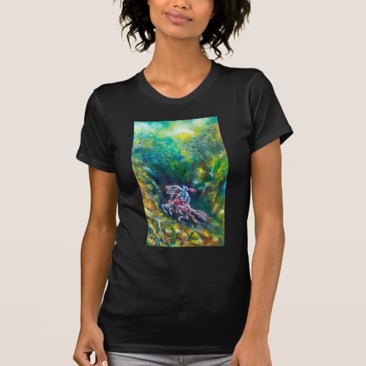 T-SHIRT KNIGHT LANCELOT, CHEVAL EN FORÊT VERTE (Devant)