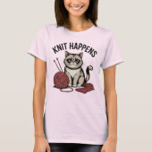 T-shirt Knit Happens – Funny Cat & Yarn Design (Devant)