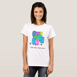 T-shirt Knit one Purl one. Un troupeau de moutons. Personn