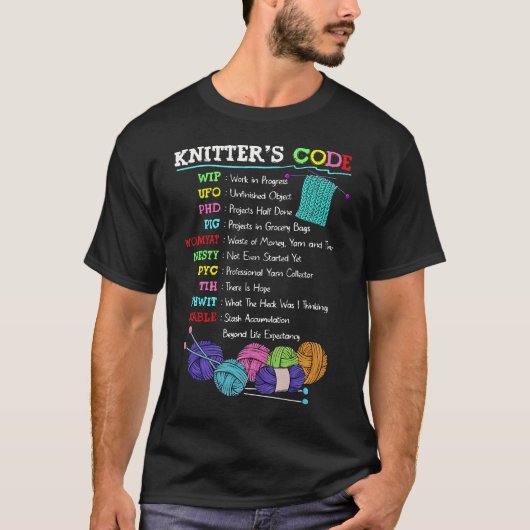 T-shirt Knitter'S Code Knitting Crocheting Sewer Sewing Ya (Devant)