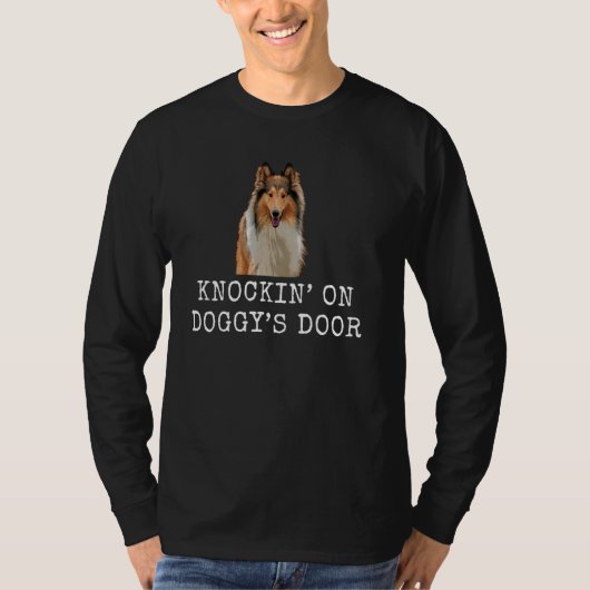 T-shirt Knockinu2019 Sur Doggyu2019S Porte Drôle Chien pap (Devant)