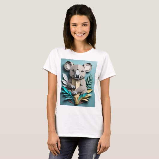 T-shirt Koala 3D Paper Art Design (Devant entier)