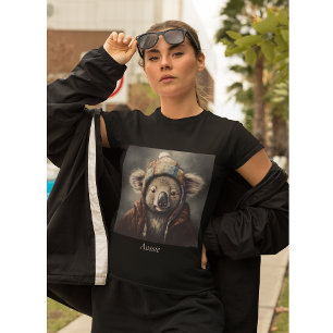 T-shirt koala adorable portant casquette mignon personnali
