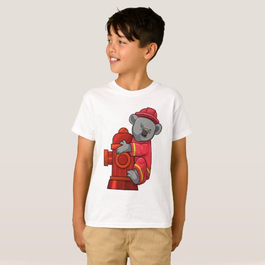 T-shirt Koala as Firefighter with Fire hydrant (Devant entier)