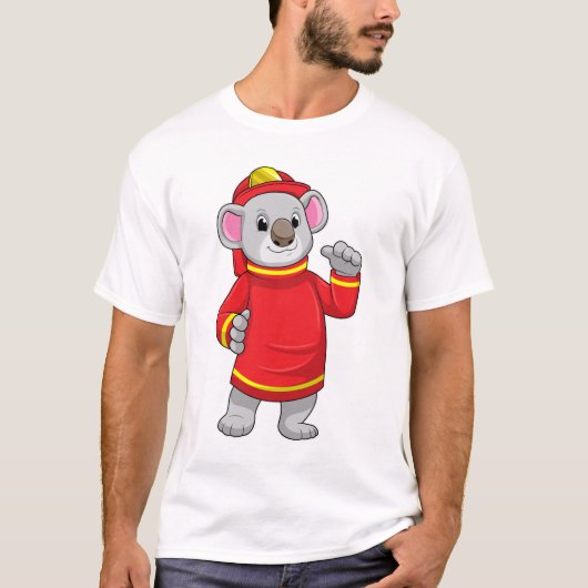 T-shirt Koala as Firefighter with Helmet (Devant)