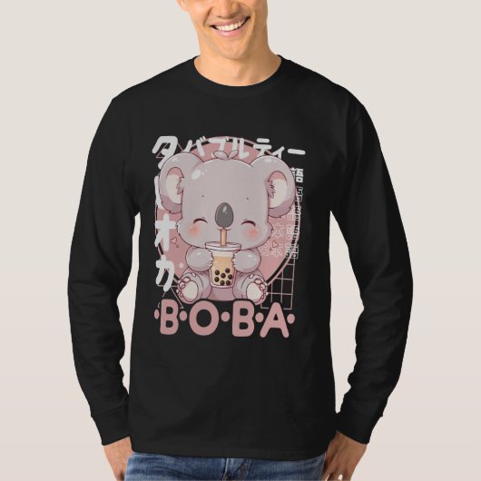 T-shirt Koala Boba Tea Kawaii Bubble Tea Koala Anime Neko  (Devant)