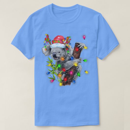 T-shirt Koala Christmas Lights Funny Santa Hat Merry Chris (Design devant)