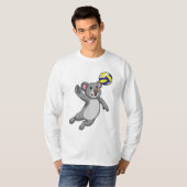 T-shirt Koala comme joueur de volleyball avec volleyball (Devant entier)