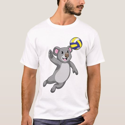 T-shirt Koala comme joueur de volleyball avec volleyball (Devant)
