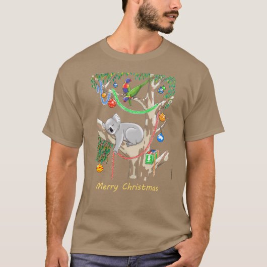 T-shirt Koala de Noël endormi et loriquets (Devant)