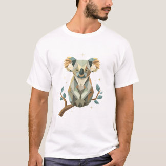 T-shirt Koala d'origami géométrique sur une branche d'euca