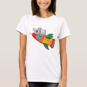 T-shirt Koala dormant sur une fusée colorée (Devant)