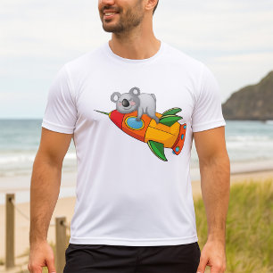 T-shirt Koala dormant sur une fusée colorée