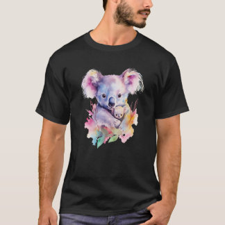 T-shirt Koala Mama et Baby Family Zoo Day Art Aquarelle
