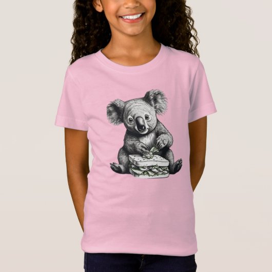 T-Shirt Koala mangeant un sandwich Cute Bear (Devant)