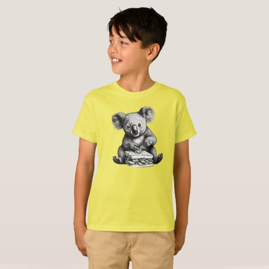 T-shirt Koala mangeant un sandwich Cute Bear (Devant entier)