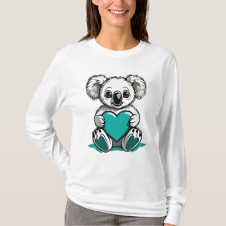T-shirt Koala Ours Accrocher le coeur Turquoise