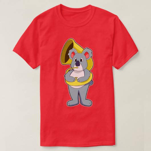 T-shirt Koala ours sur Musique avec saxophone (Design devant)