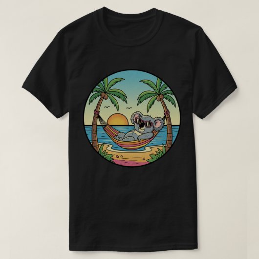 T-shirt Koala Relaxation sur Beach Hammock - Vacatio Tropi (Design devant)