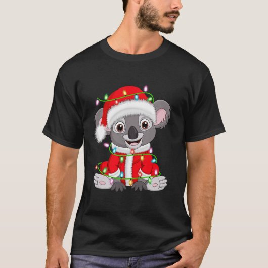 T-shirt Koala Xmas Éclairage Père Noël Costume Koala Noël (Devant)
