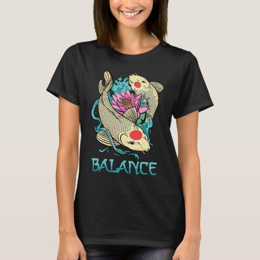 T-shirt Koi  Balance  Minimalist  Peace  Fish  Petshop  Yo (Devant)