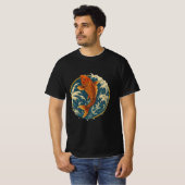 T-shirt Koi Climbing the Waterfall – Japanese Art Circle D (Devant entier)
