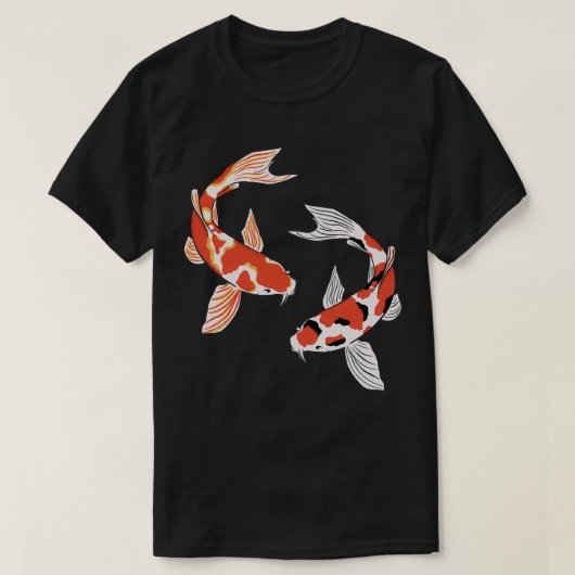 T-shirt Koi Fish ampamp rouge or et ampamp rouge noir (Design devant)