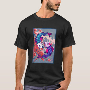 T-shirt Koi Fish Fleur de Cerisier Samouraï Mont Fuji