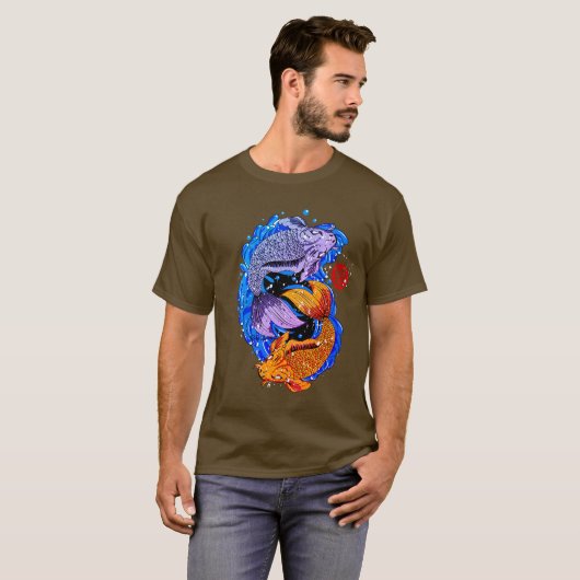 T-shirt Koi Fish Illustration T Shirt Design (Devant entier)