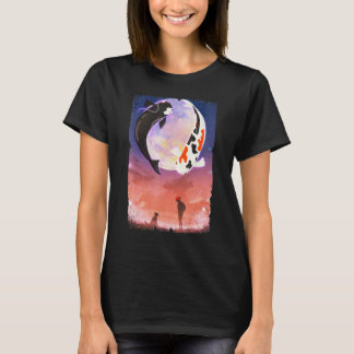 T-shirt Koi Fish Moon Dog Japanese