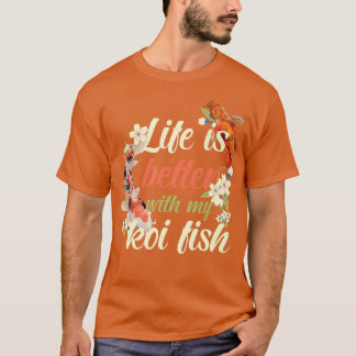 T-shirt Koi Fish Pond Carpe Japon Art japonais Cerisier Bl