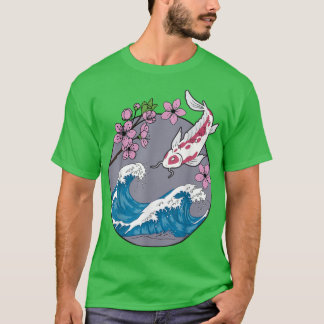 T-shirt Koi Fish Sakura Cherry Blossom Retro Japonais
