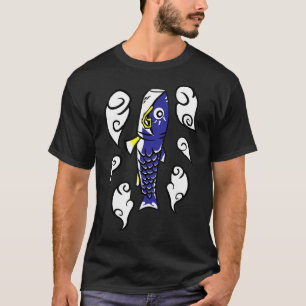 T-shirt Koi Kite bleu japonais